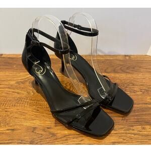 Sam Edelman Peonie Patent Strappy Kitten Heel Sandals Black 9 Minimalist Chic